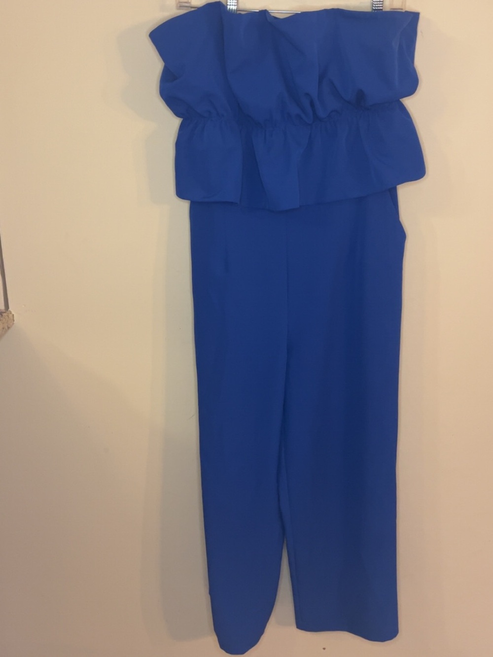 Sugarlips Cobalt Blue Strapless Ruffle Jumpsuit